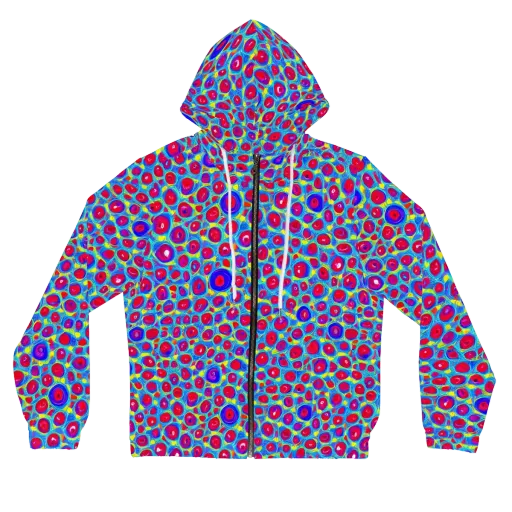Neon Pebble Riot on a Women's Full-Zip Hoodie