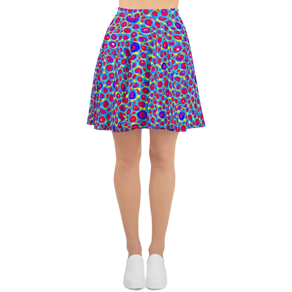 Neon Pebble Riot on Skater Skirt — Front
