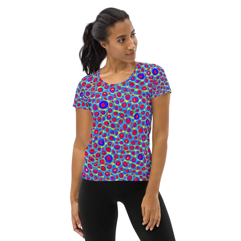 Neon Pebble Riot on Women's Athletic T-Shirt — Front