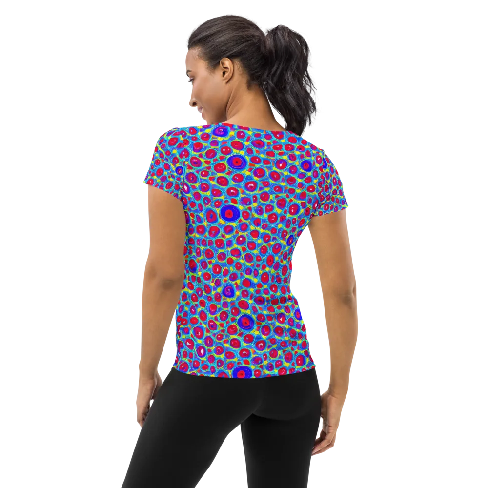Neon Pebble Riot on Women's Athletic T-Shirt — Back