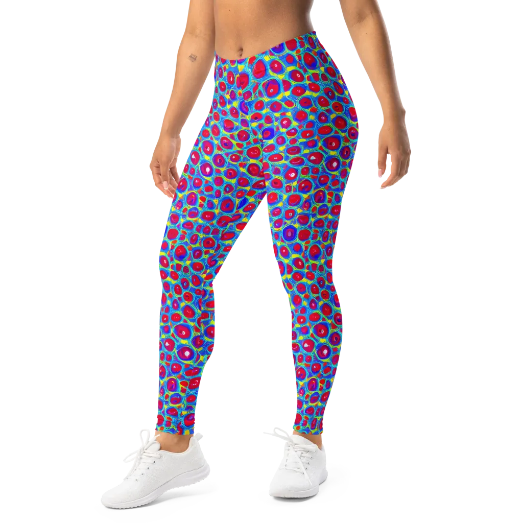 Neon Pebble Riot on Leggings — Left Front