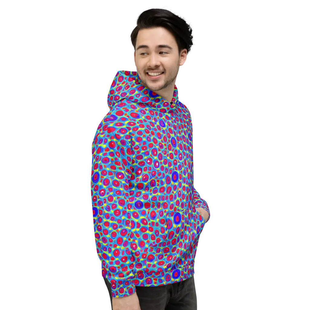 Neon Pebble Riot on Hoodie — Right