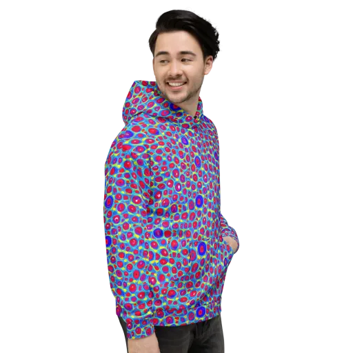 Neon Pebble Riot on a Hoodie
