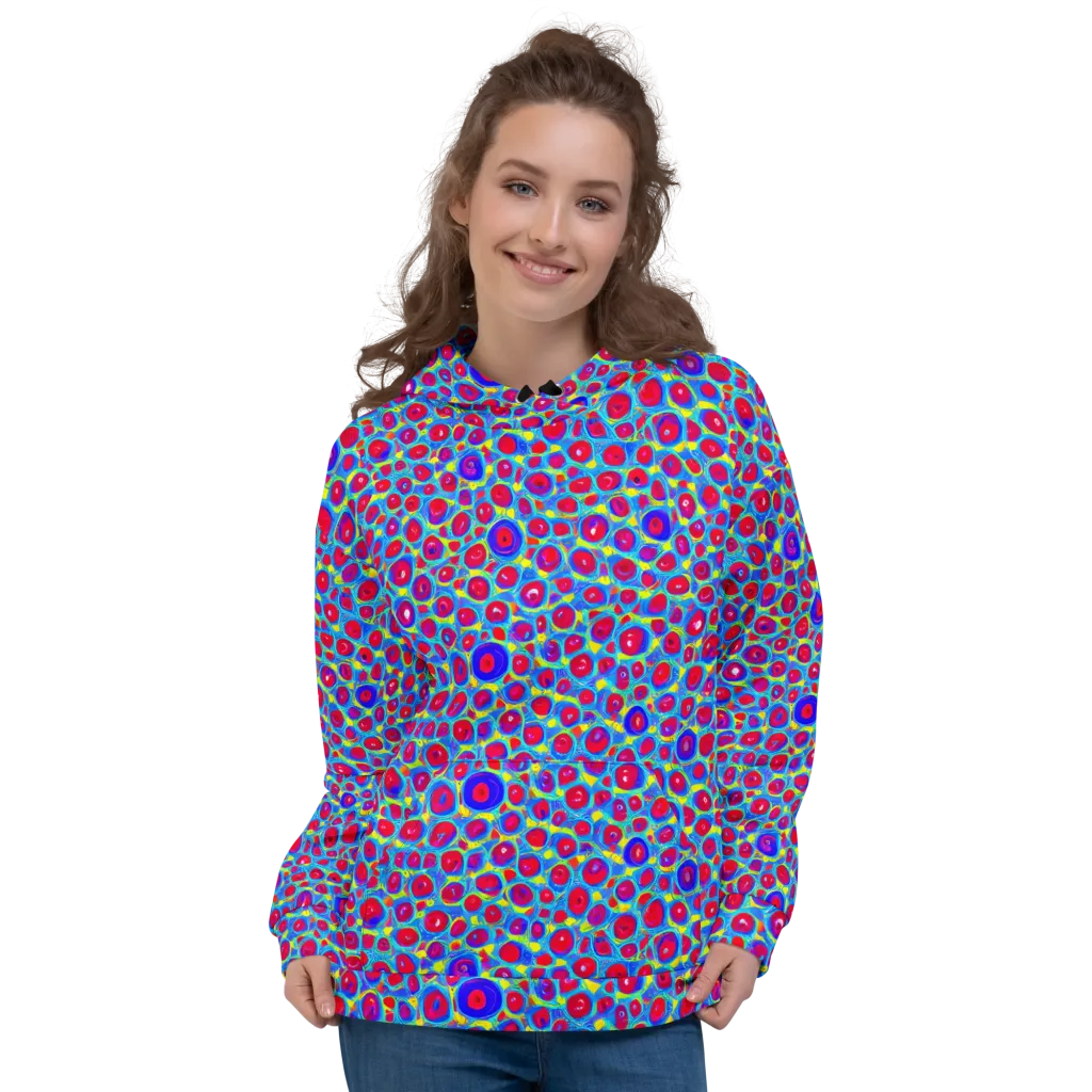 Neon Pebble Riot on Hoodie — Front