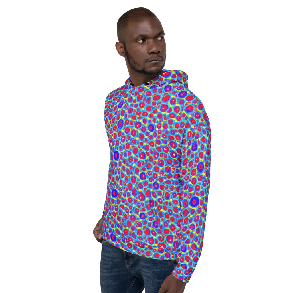 Neon Pebble Riot on Hoodie — Left