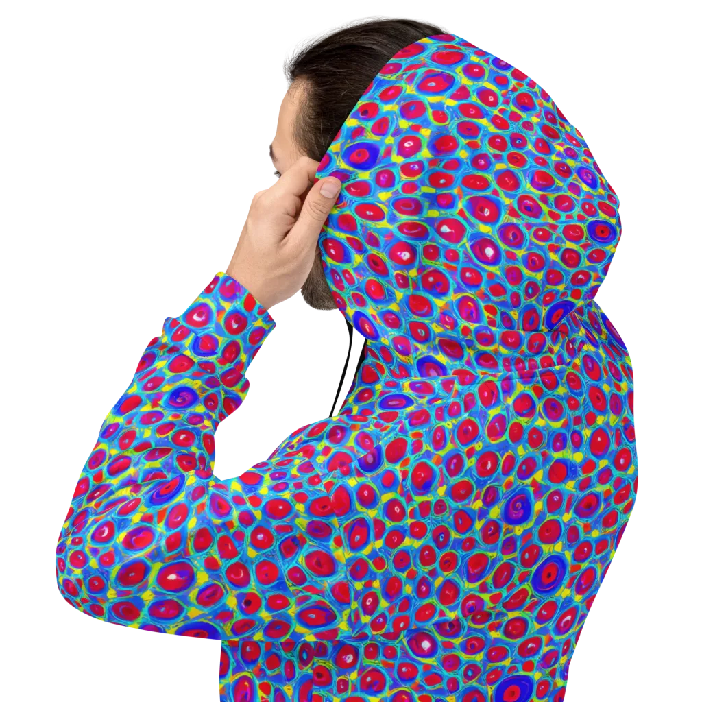 Neon Pebble Riot on Hoodie — Back