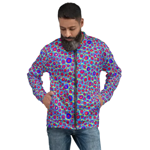 Neon Pebble Riot on a Bomber Jacket