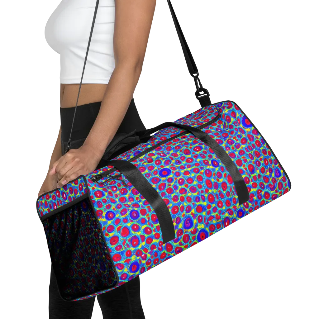 Neon Pebble Riot on Duffle Bag — Front