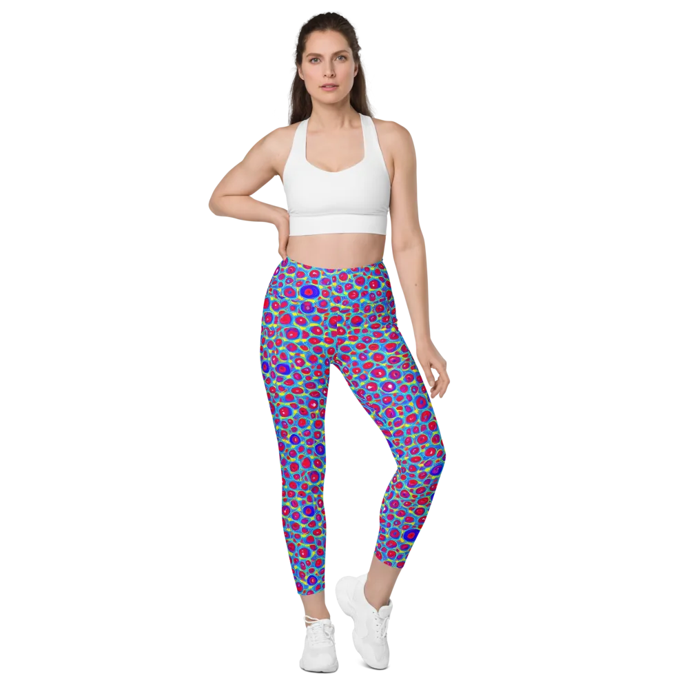 Neon Pebble Riot on Leggings with Pockets — Front
