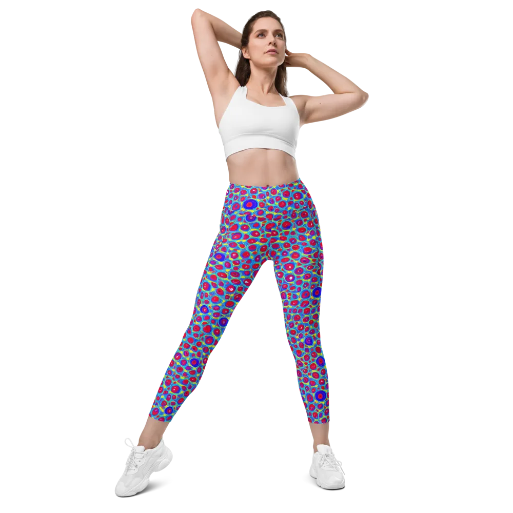 Neon Pebble Riot on Leggings with Pockets — Front