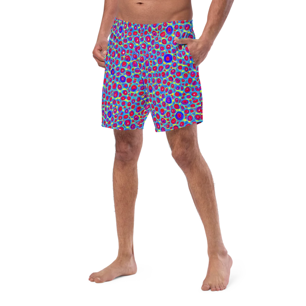 Neon Pebble Riot on Swim Trunks — Left Front