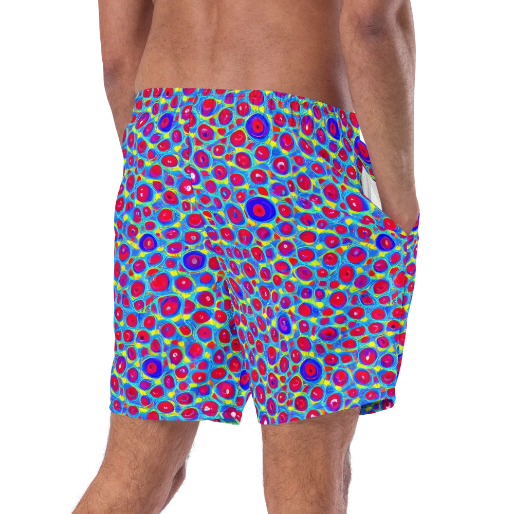 Neon Pebble Riot on Swim Trunks — Right Back