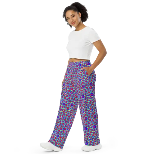 Neon Pebble Riot on a Wide-Leg Pants