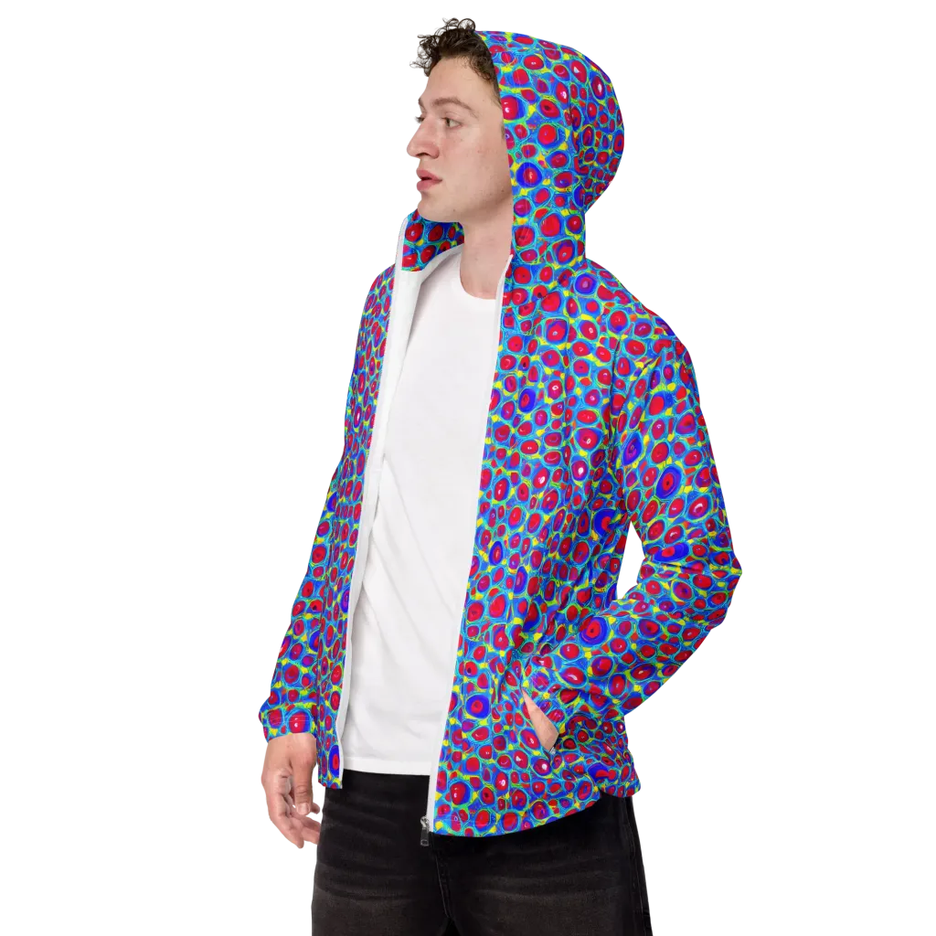 Neon Pebble Riot on Men's Windbreaker — Left Front