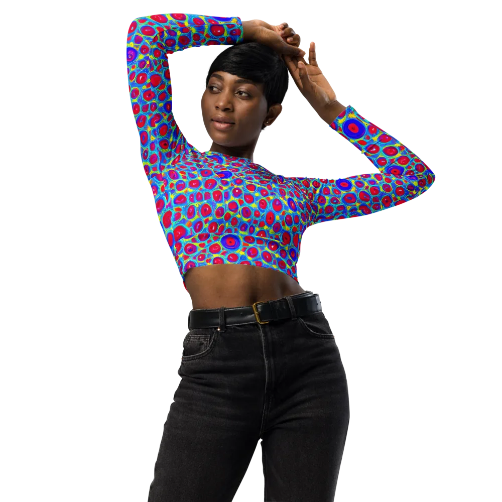 Neon Pebble Riot on Long Sleeve Crop Top — Front