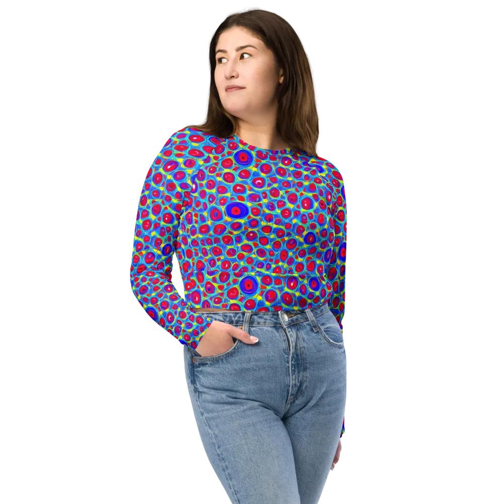 Neon Pebble Riot on Long Sleeve Crop Top — Front