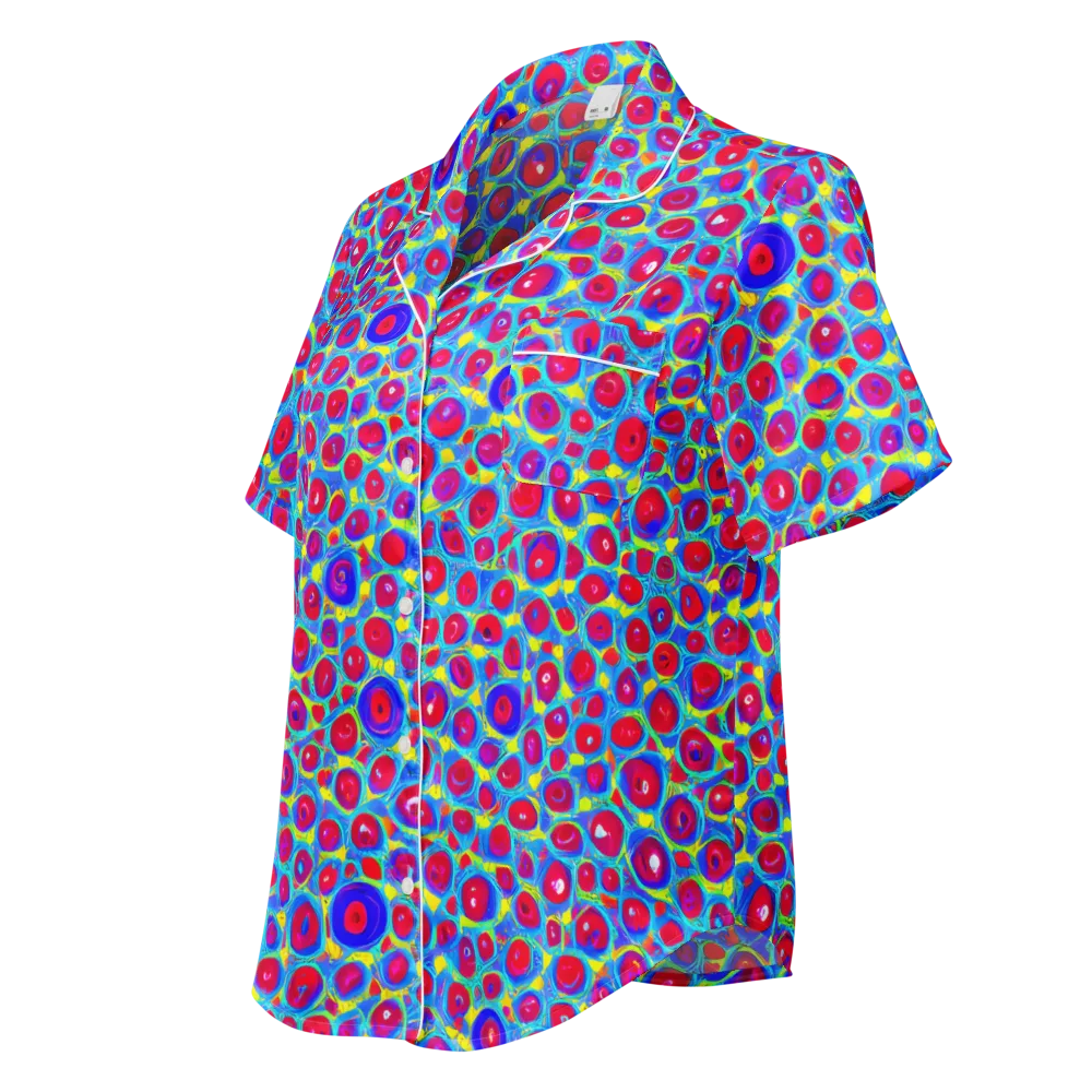 Neon Pebble Riot on Women's Short Sleeve Pajama Top — Left Front