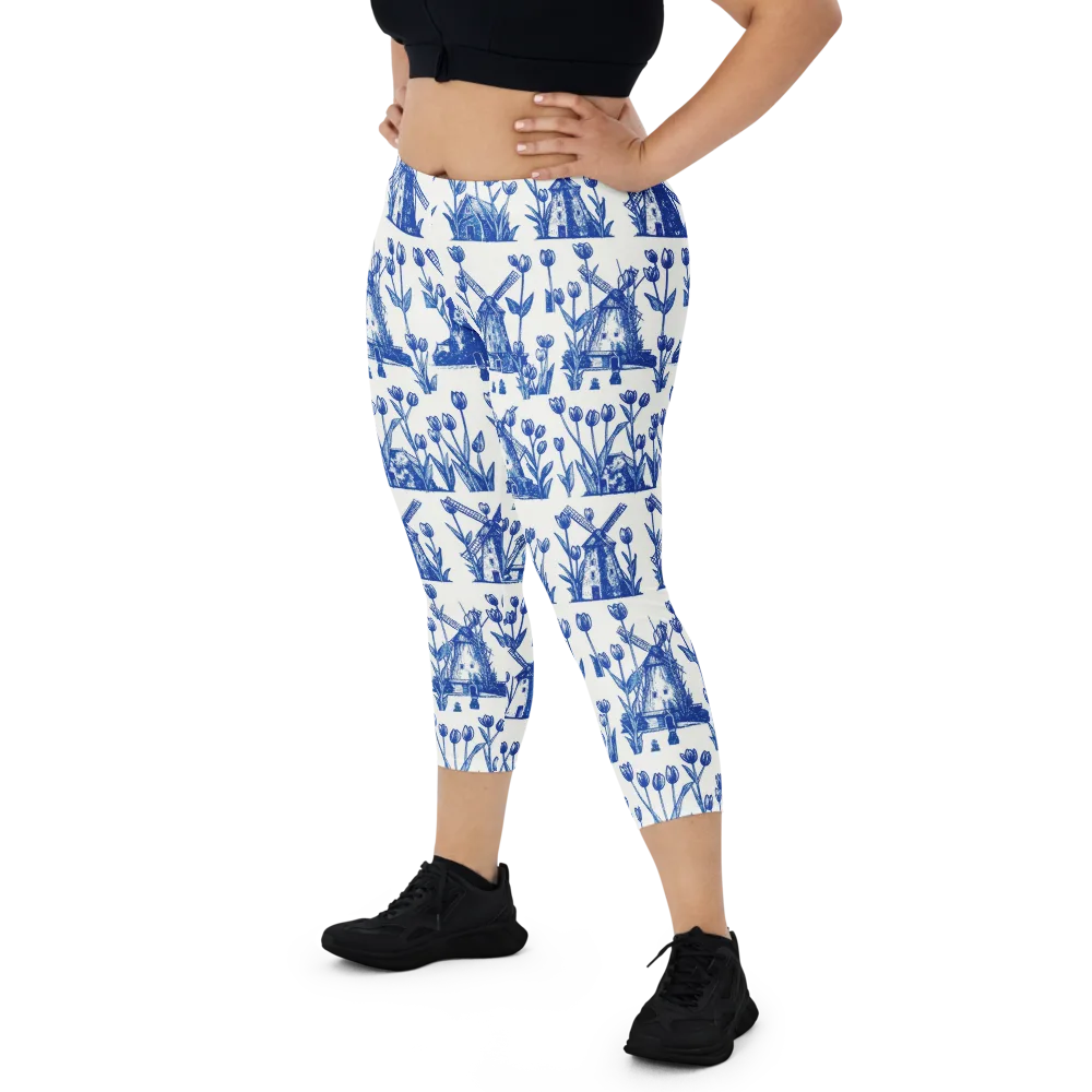 Bluebell Windmills on Capri Leggings — Front
