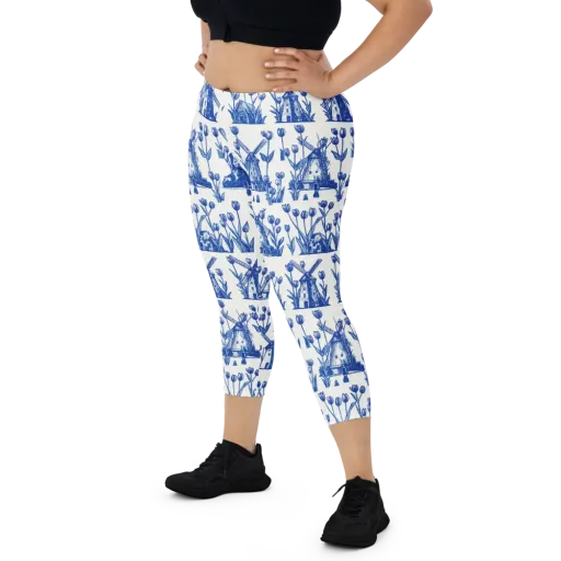 Bluebell Windmills on a Capri Leggings