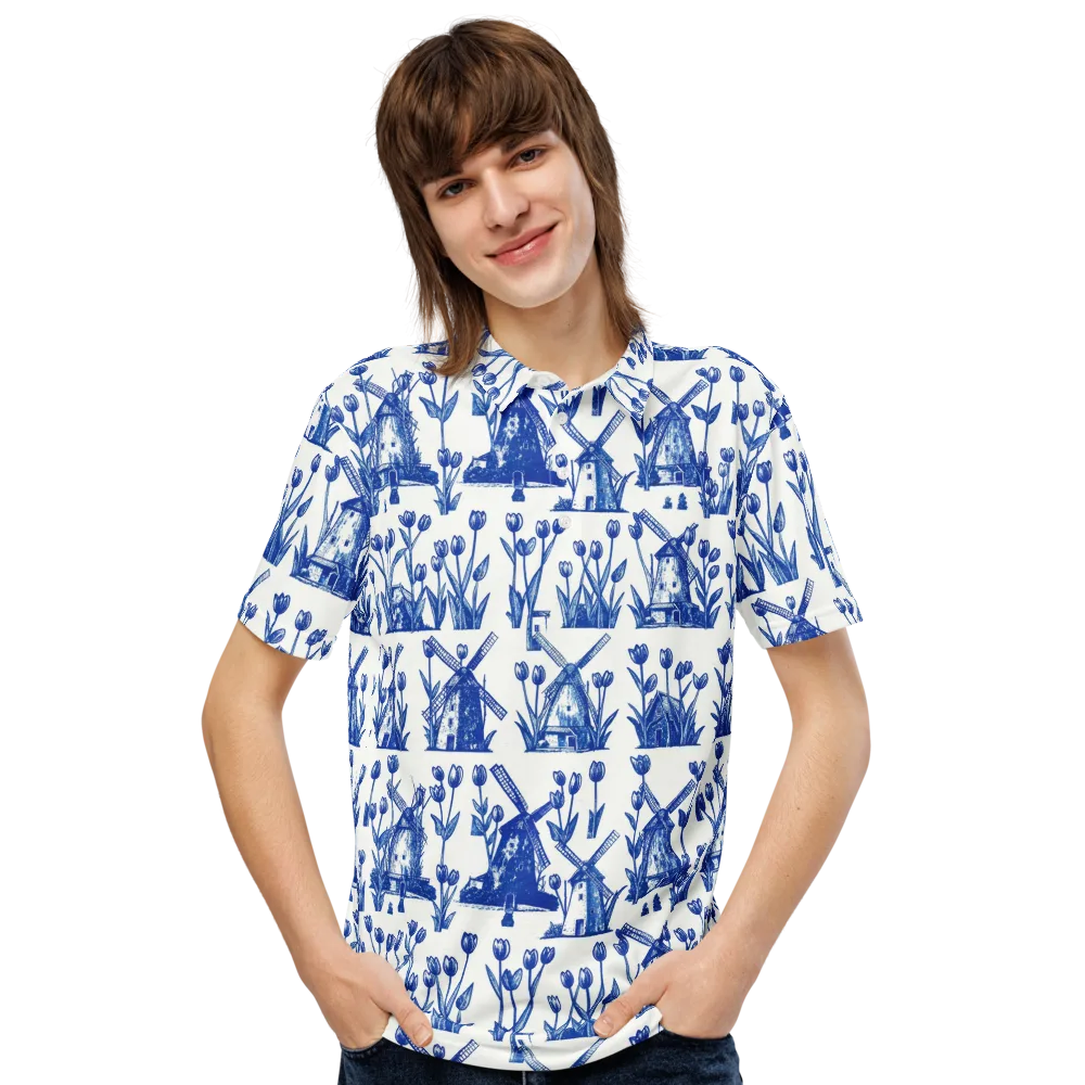 Bluebell Windmills on Men's Slim Fit Polo Shirt — Front