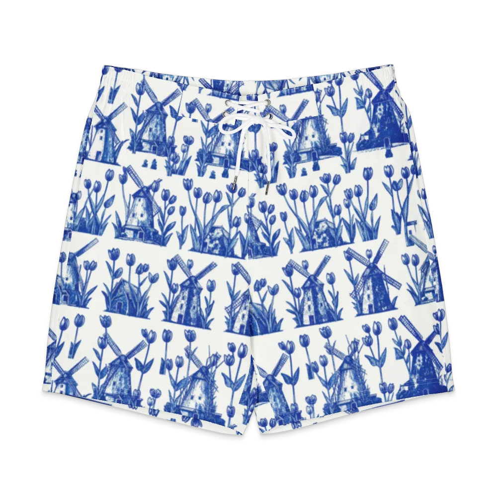 Bluebell Windmills on Men's Board Shorts — Front