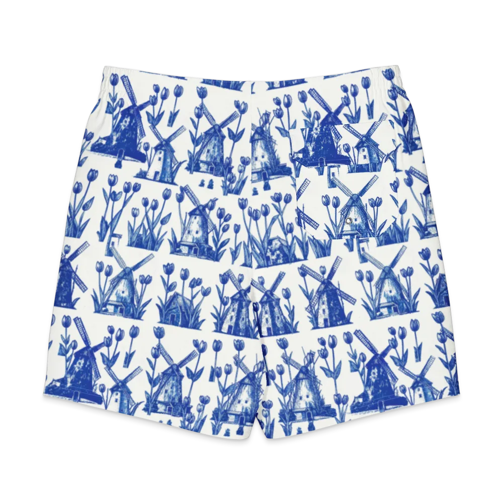 Bluebell Windmills on Men's Board Shorts — Back