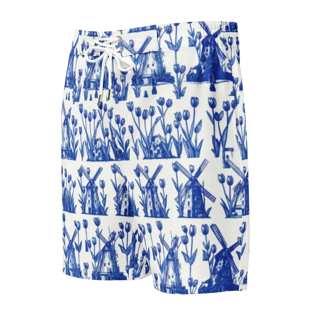 Bluebell Windmills on Men's Board Shorts — Front