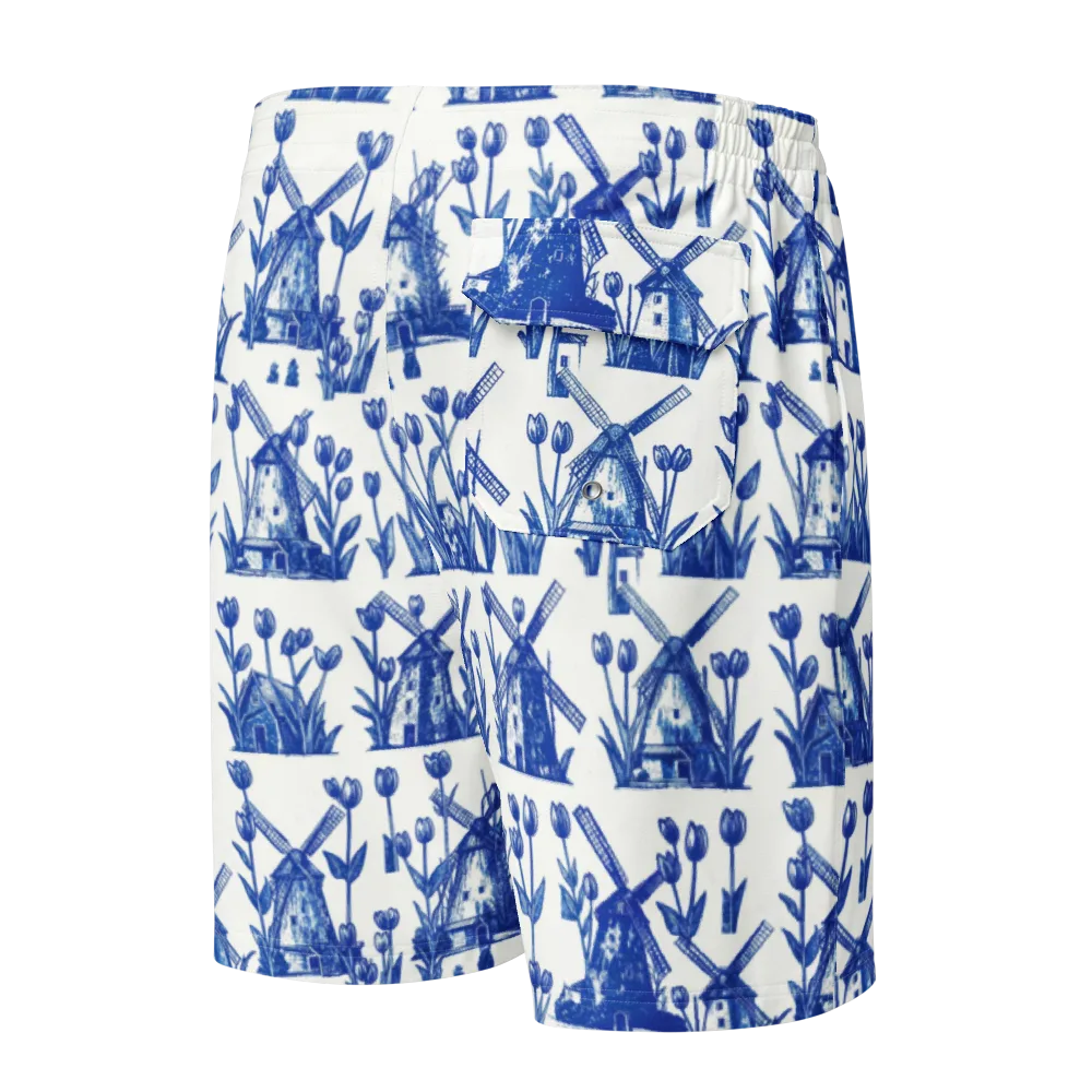 Bluebell Windmills on Men's Board Shorts — Back