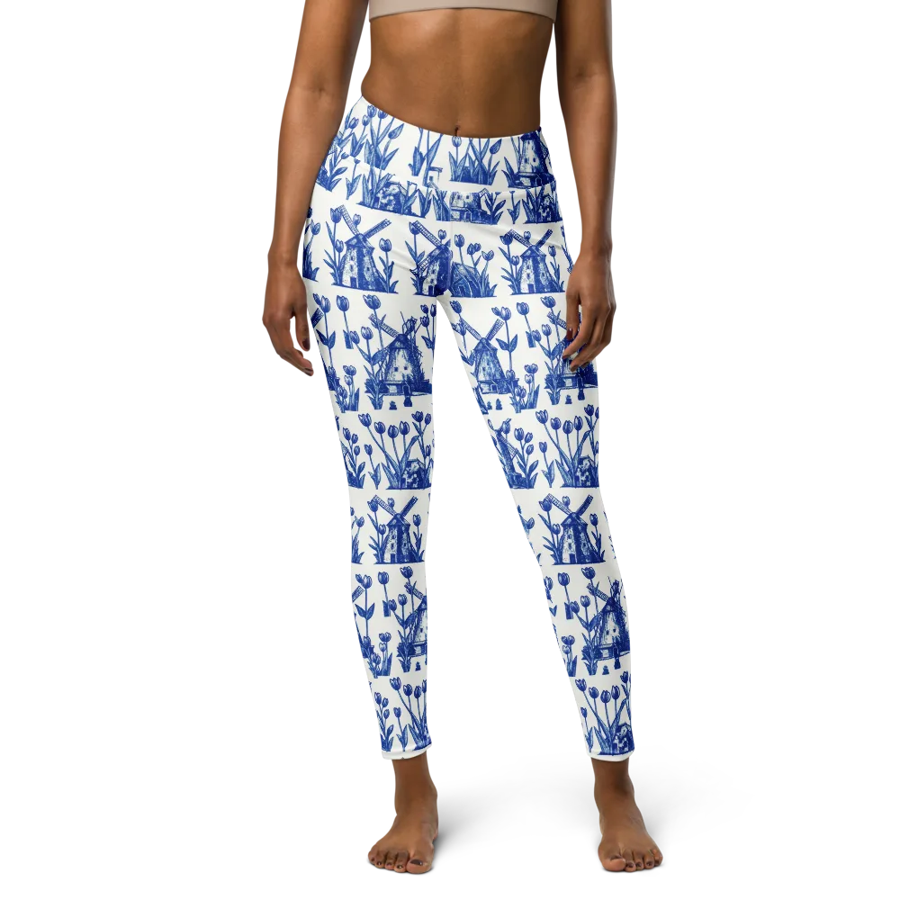 Bluebell Windmills on Yoga Leggings — Front