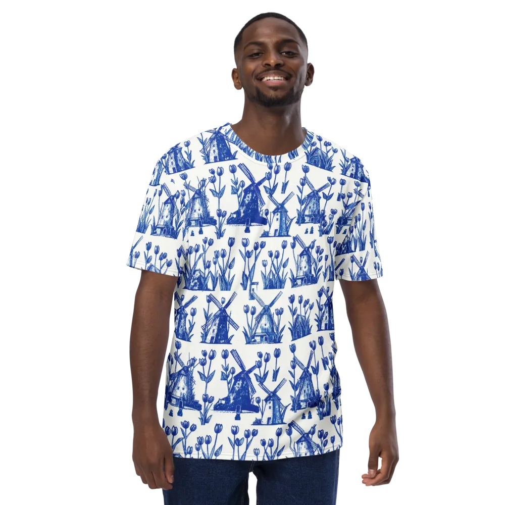 Bluebell Windmills on Men's Crew Neck T-Shirt — Front