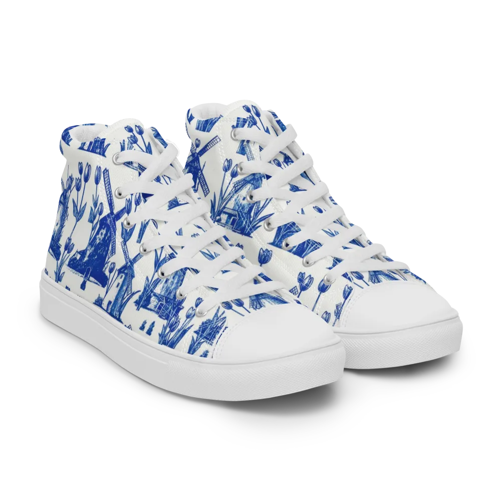 Bluebell Windmills on Men's High Top Canvas Shoes — Right Front