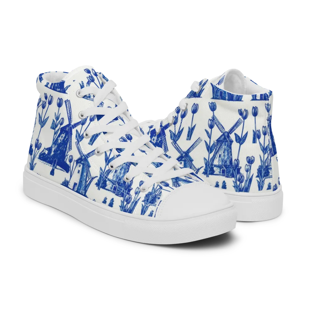 Bluebell Windmills on Men's High Top Canvas Shoes — Right