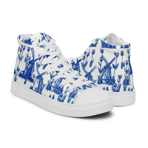Bluebell Windmills on a Men's High Top Canvas Shoes