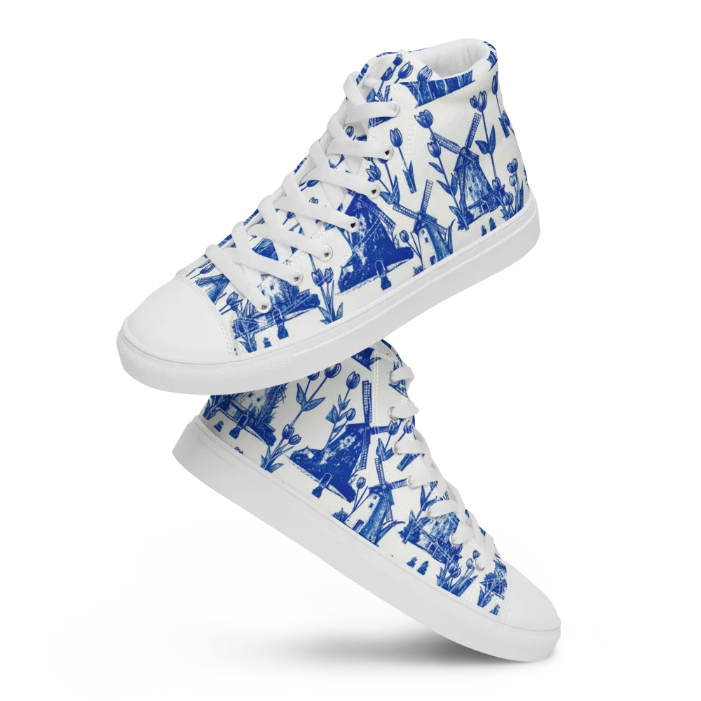 Bluebell Windmills on Men's High Top Canvas Shoes — Front