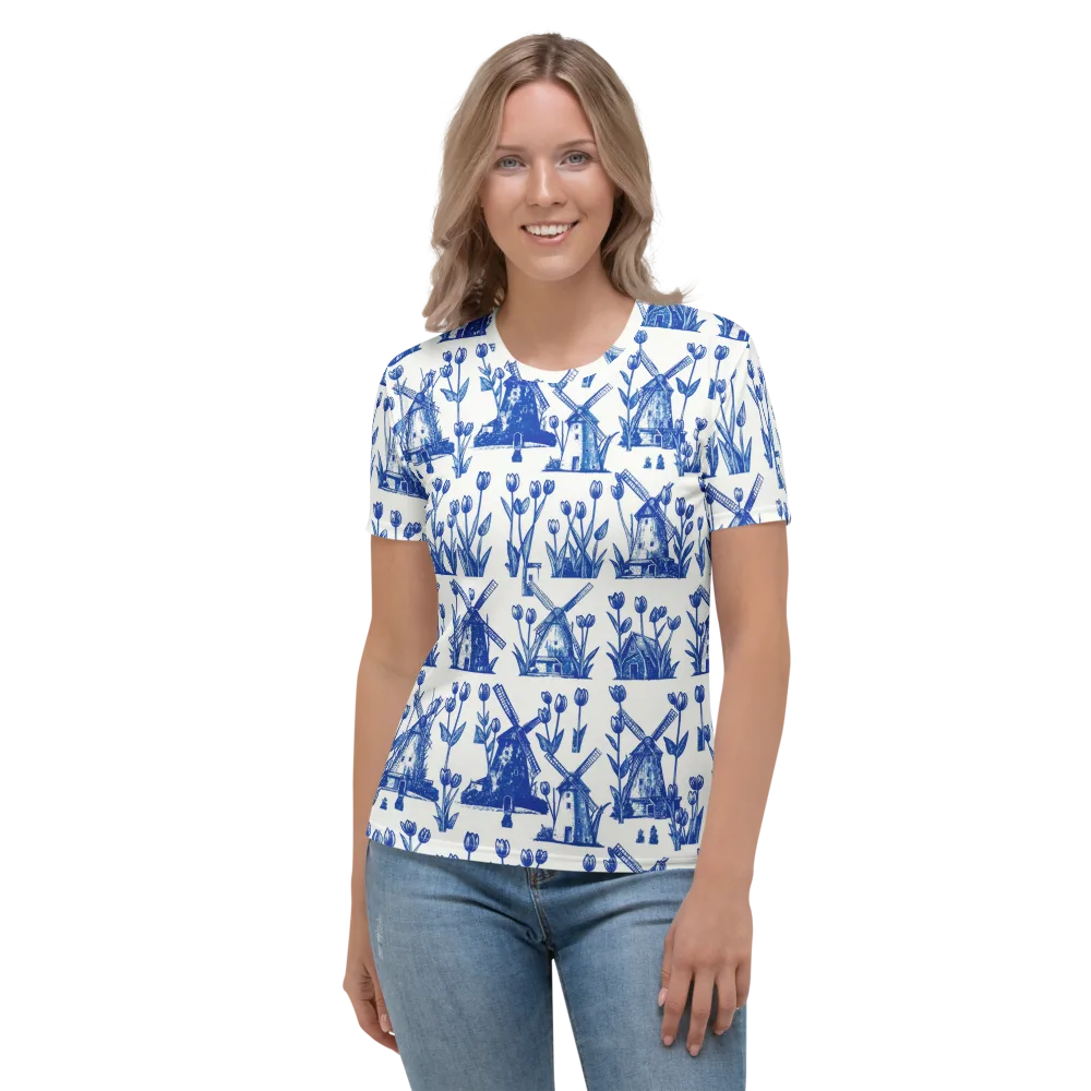 Bluebell Windmills on Women's Crew Neck T-Shirt — Front