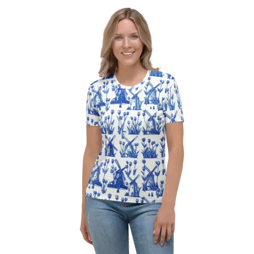 Bluebell Windmills on a Women's Crew Neck T-Shirt