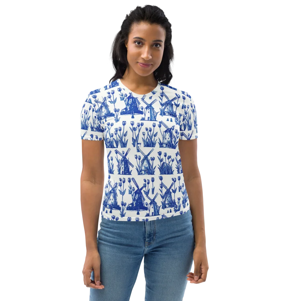 Bluebell Windmills on Women's Crew Neck T-Shirt — Front