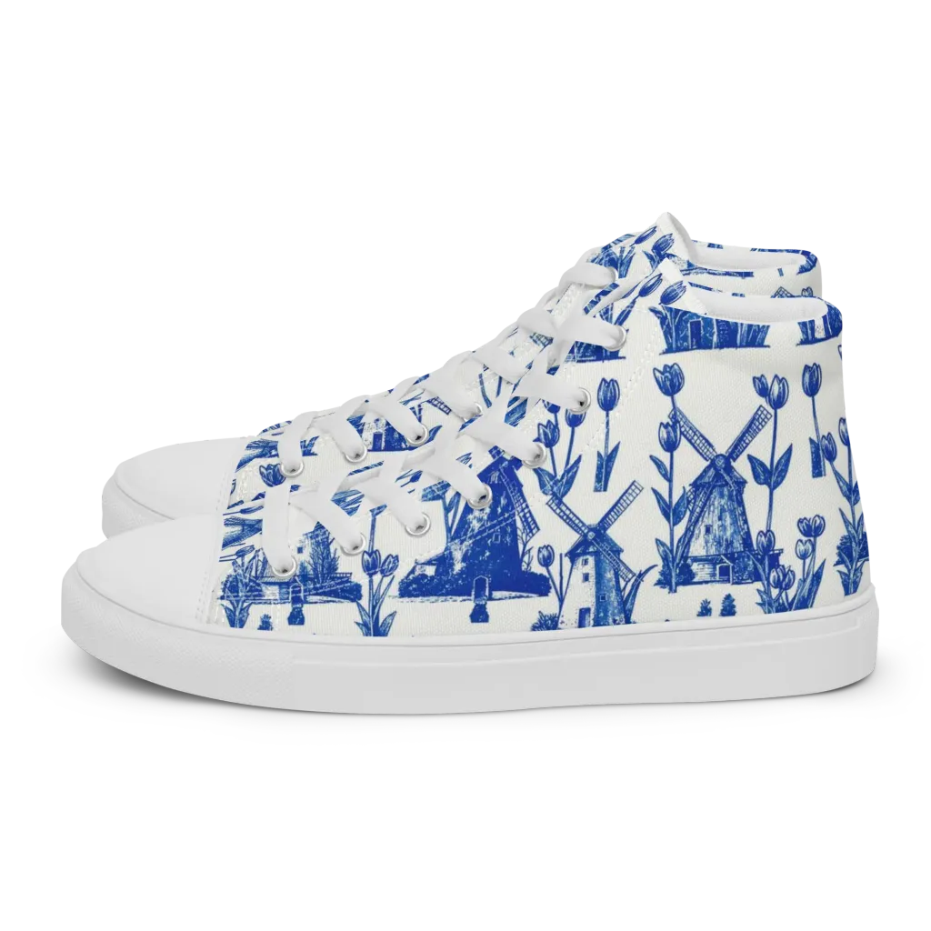 Bluebell Windmills on Women's High Top Canvas Shoes — Left
