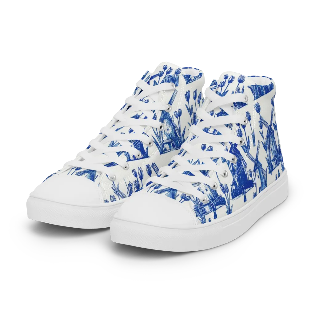 Bluebell Windmills on Women's High Top Canvas Shoes — Left Front