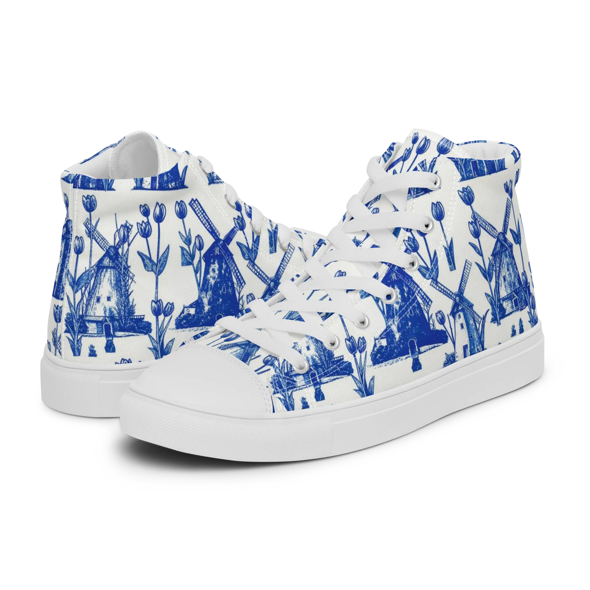 Bluebell Windmills on Women's High Top Canvas Shoes — Left
