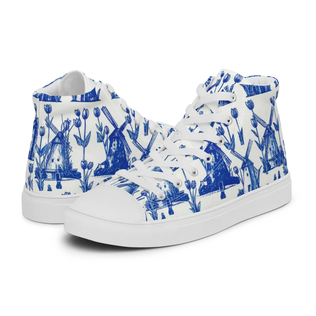 Bluebell Windmills on Women's High Top Canvas Shoes — Left