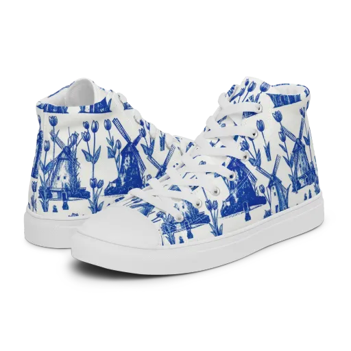 Bluebell Windmills on a Women's High Top Canvas Shoes