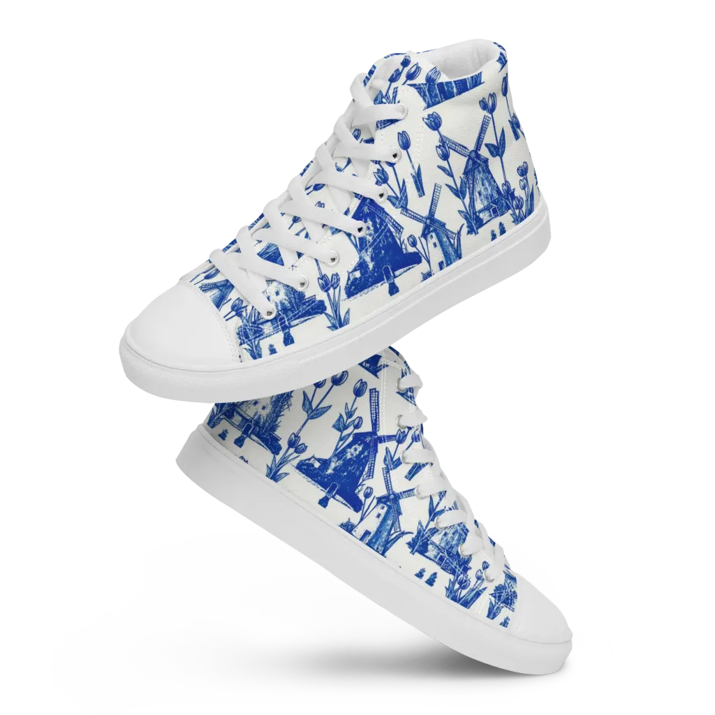 Bluebell Windmills on Women's High Top Canvas Shoes — Front