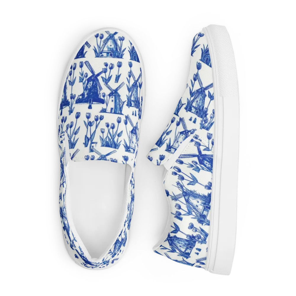 Bluebell Windmills on Men's Slip-On Canvas Shoes — Front