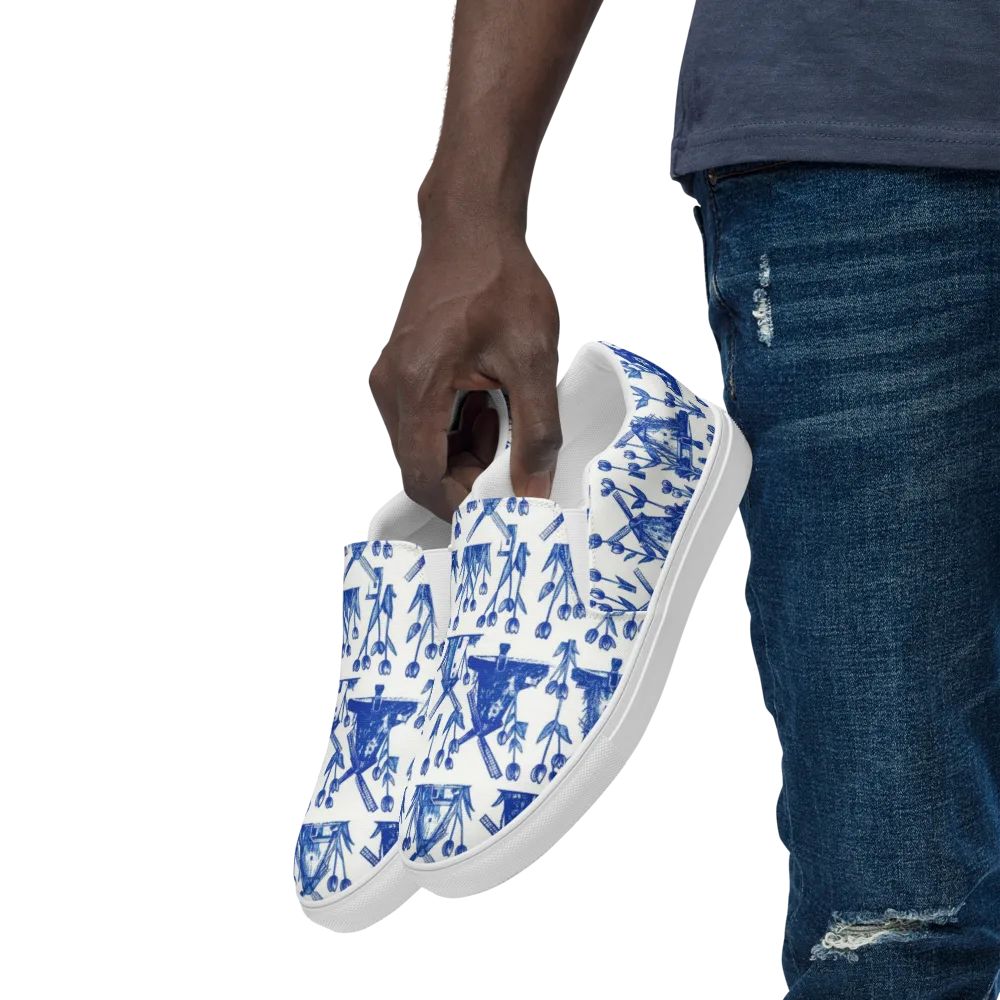 Bluebell Windmills on Men's Slip-On Canvas Shoes — Left Front