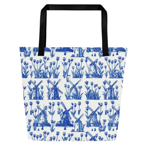 Bluebell Windmills on a Large Tote Bag W/ Pocket