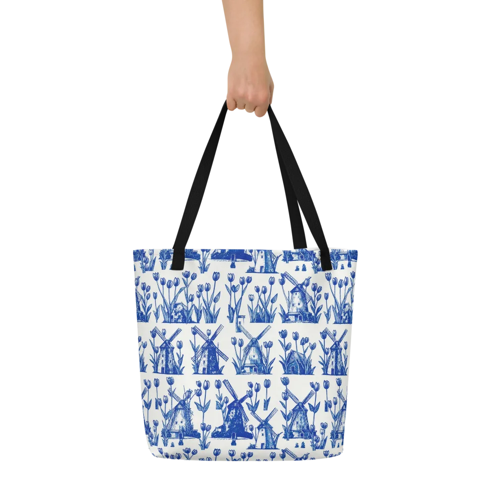 Bluebell Windmills on Large Tote Bag W/ Pocket — Front