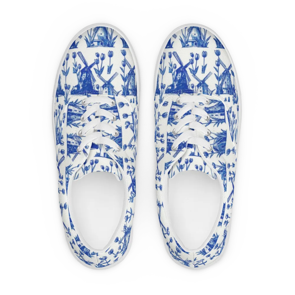 Bluebell Windmills on Men's Lace-Up Canvas Shoes — Front