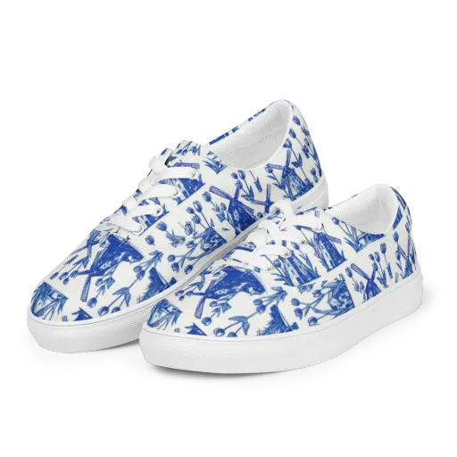 Bluebell Windmills on a Men's Lace-Up Canvas Shoes