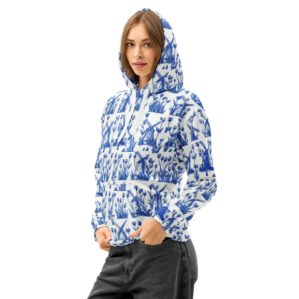 Bluebell Windmills on Cotton Hoodie — Left Front